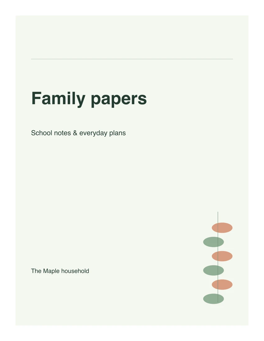 Actual Grove sample front cover with title, subtitle and household name.