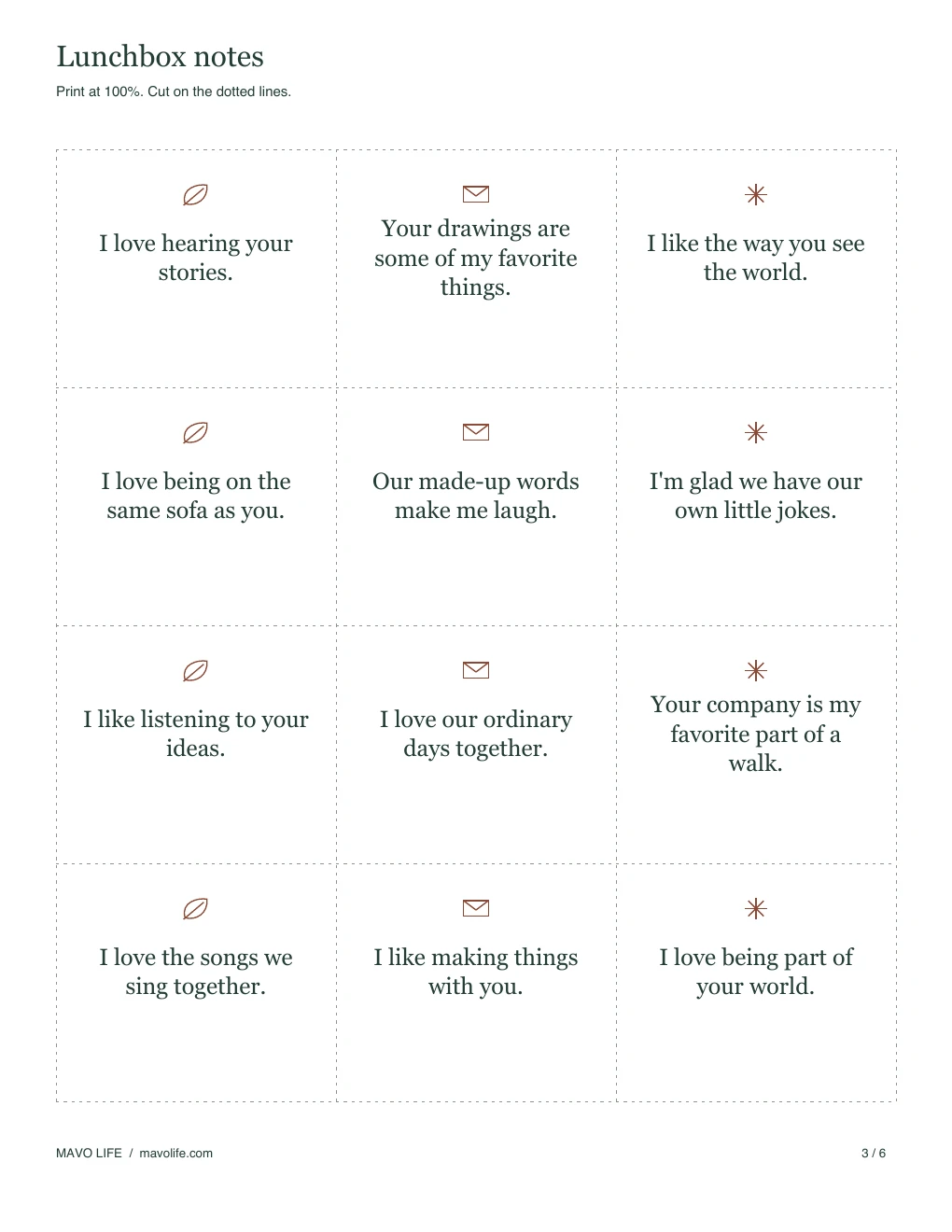 Page 3: Notes about shared jokes, stories, and familiar company.