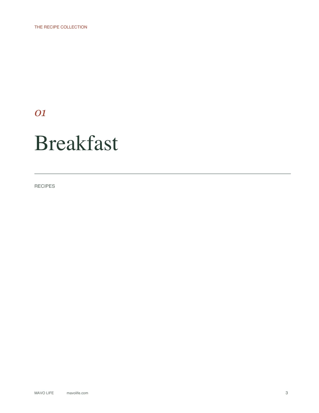Breakfast divider with a large editable category name and a fine horizontal rule