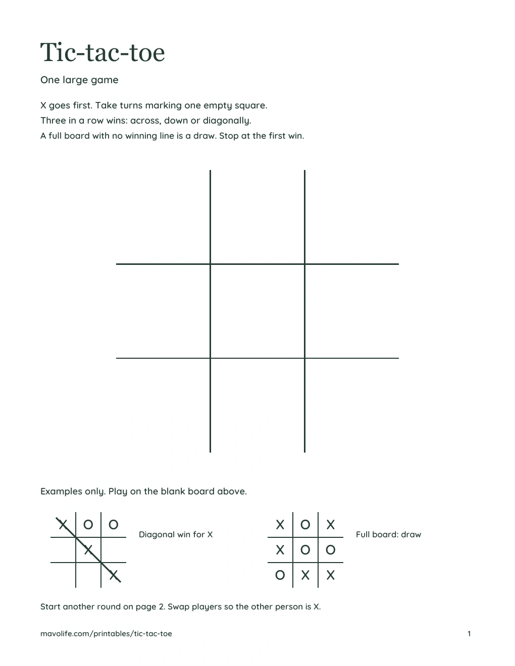 Preview of the Tic-tac-toe sheets printable
